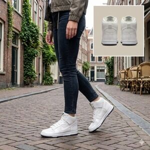 Nike‎ Dunk High Skinny Women's 11 Pearl White Silver Mesh 429984-105 Retro 2014